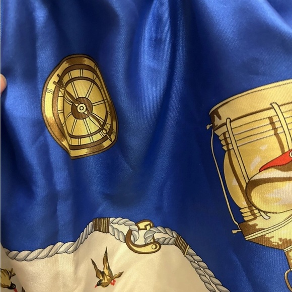 Rodier Paris Silk Scarf with Nautical Print in Blue and Green - Picture 8 of 15